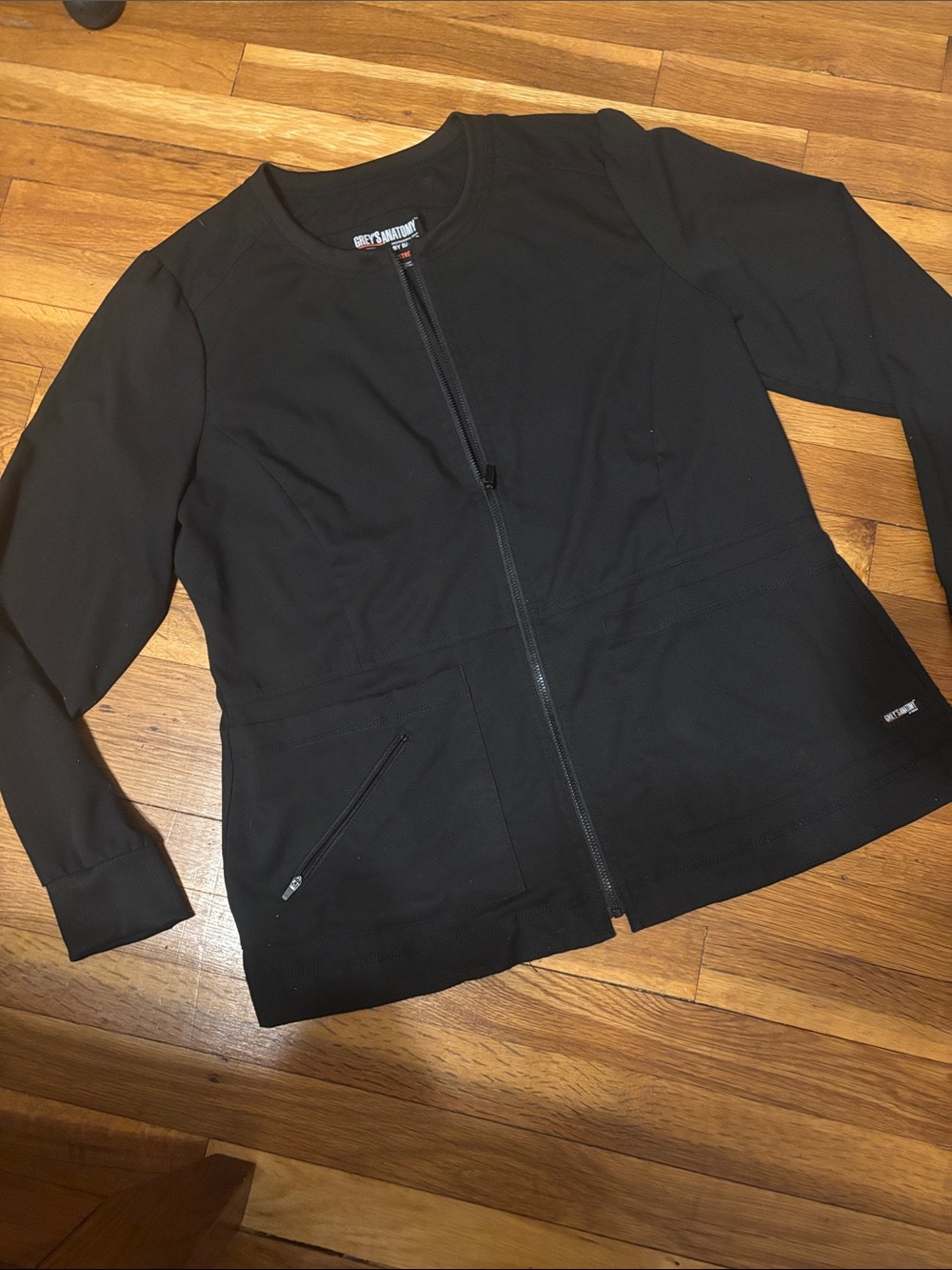 Grey's Anatomy Black Stretch Scrub Jacket Uniform Top by Barco - Picture 9 of 9